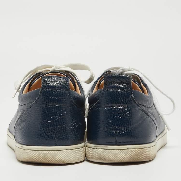 مملوكة مسبقًا Christian Louboutin Navy Blue Leather Louis Junior Sneakers Size 41