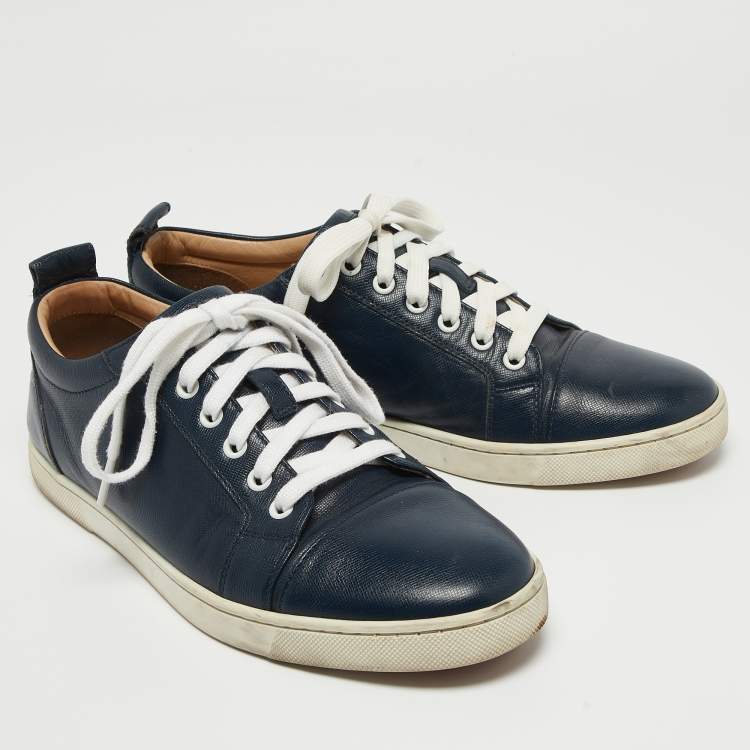 مملوكة مسبقًا Christian Louboutin Navy Blue Leather Louis Junior Sneakers Size 41