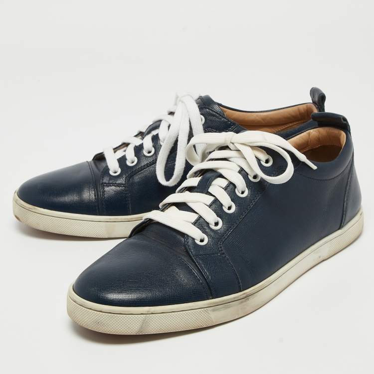 مملوكة مسبقًا Christian Louboutin Navy Blue Leather Louis Junior Sneakers Size 41
