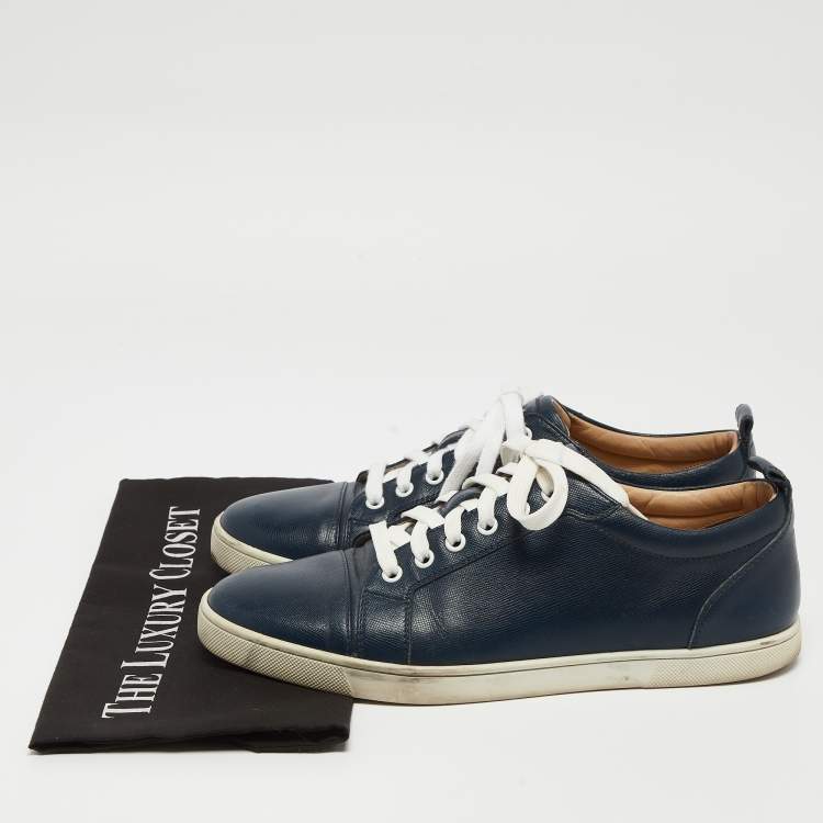 مملوكة مسبقًا Christian Louboutin Navy Blue Leather Louis Junior Sneakers Size 41
