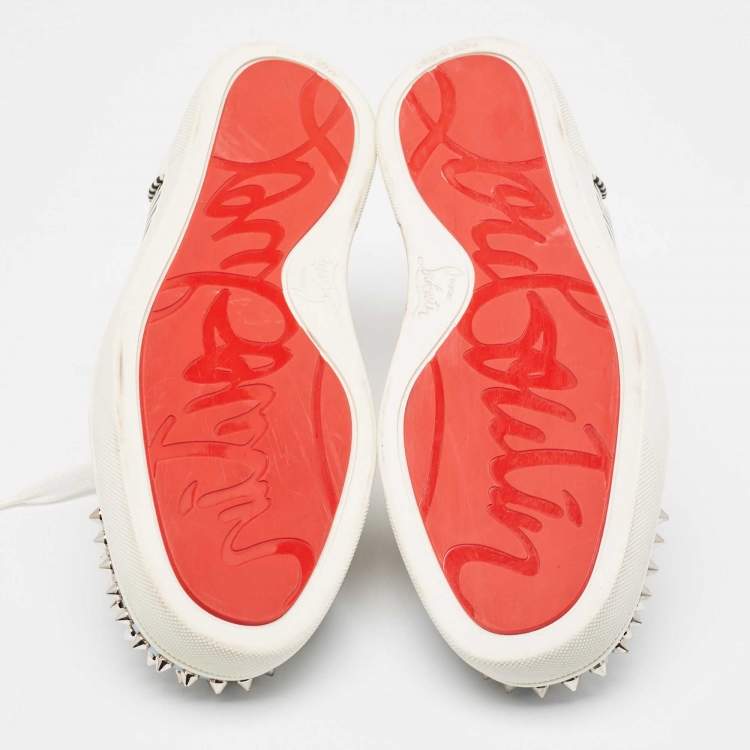 Pre Owned Christian Louboutin Multicolor Patent and Fabric Louis Junior Spikes Sneakers Size 41