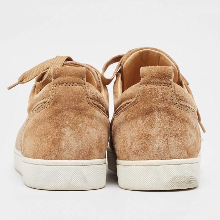 Pre Owned Christian Louboutin Brown Suede and Mesh Lou Spikes Sneakers Size 44.5