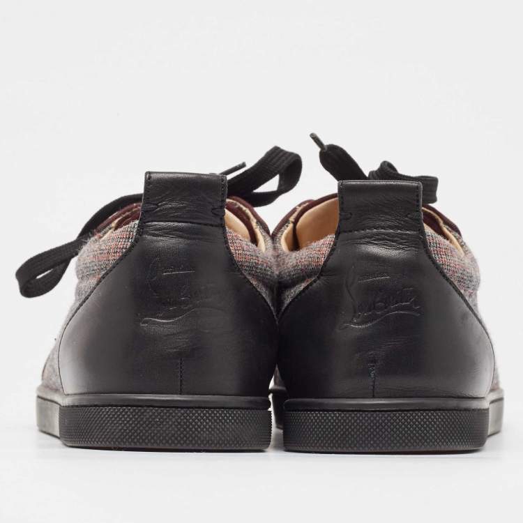 Pre Owned Christian Louboutin Tricolor Leather and Fabric Louis Junior Spikes Sneakers Size 41