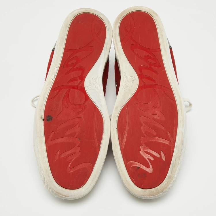 Pre Owned Christian Louboutin Multicolor Suede Louis Junior Spikes Low Top Sneakers Size 41
