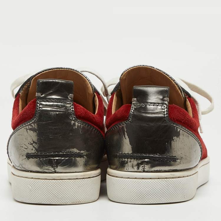 Pre Owned Christian Louboutin Multicolor Suede Louis Junior Spikes Low Top Sneakers Size 41