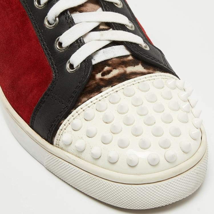Pre Owned Christian Louboutin Multicolor Suede Louis Junior Spikes Low Top Sneakers Size 41