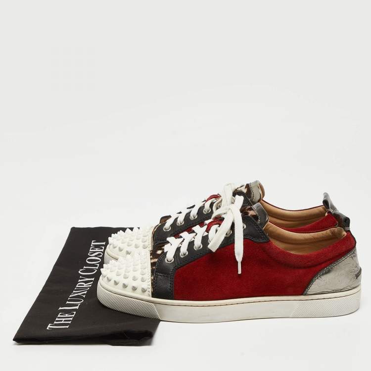 Pre Owned Christian Louboutin Multicolor Suede Louis Junior Spikes Low Top Sneakers Size 41