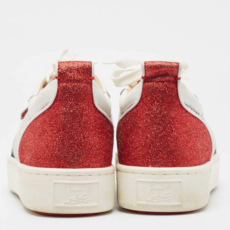 Pre Owned Christian Louboutin Multicolor Leather and Glitter Happy Rui Sneakers Size 42.5