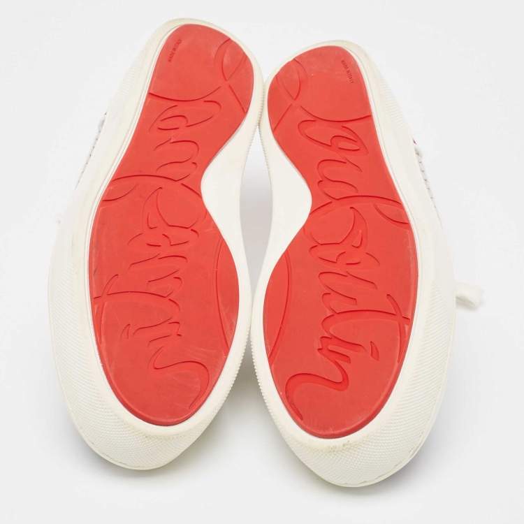 Pre Owned Christian Louboutin Multicolor Leather and Glitter Happy Rui Sneakers Size 42.5