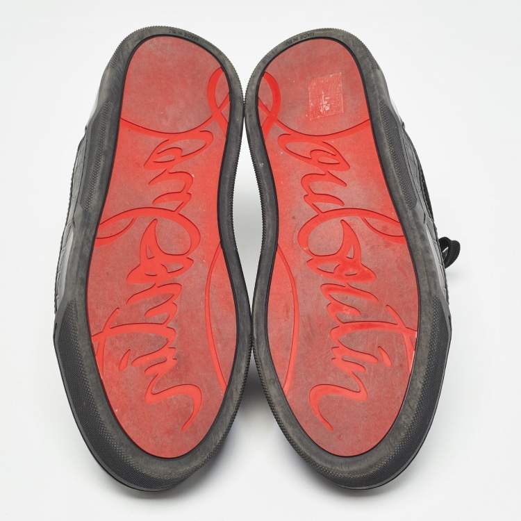 Pre Owned Christian Louboutin Black Leather and Suede  Aurelien Sneakers Size 40