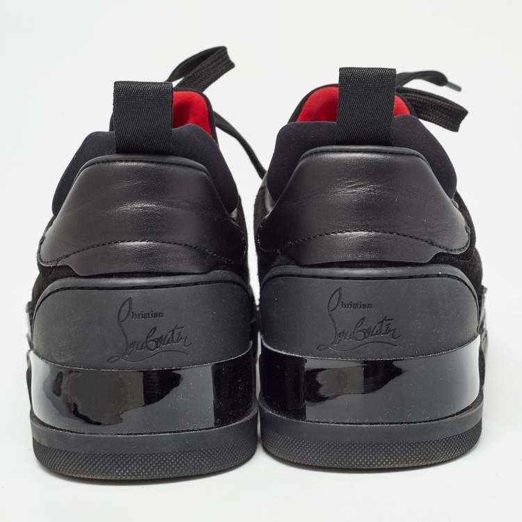 Pre Owned Christian Louboutin Black Leather and Suede  Aurelien Sneakers Size 40