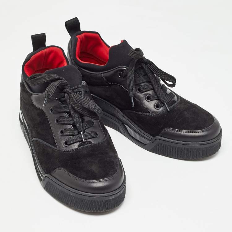 Pre Owned Christian Louboutin Black Leather and Suede  Aurelien Sneakers Size 40