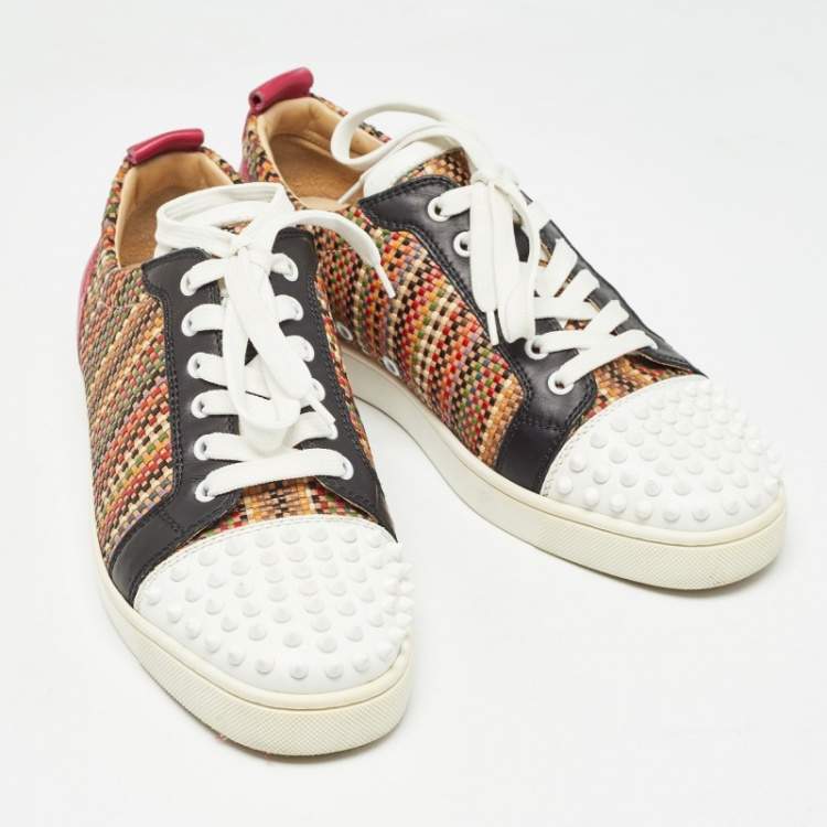 Pre Owned Christian Louboutin Multicolor Leather Louis Junior Spikes Orlato Sneakers Size 42
