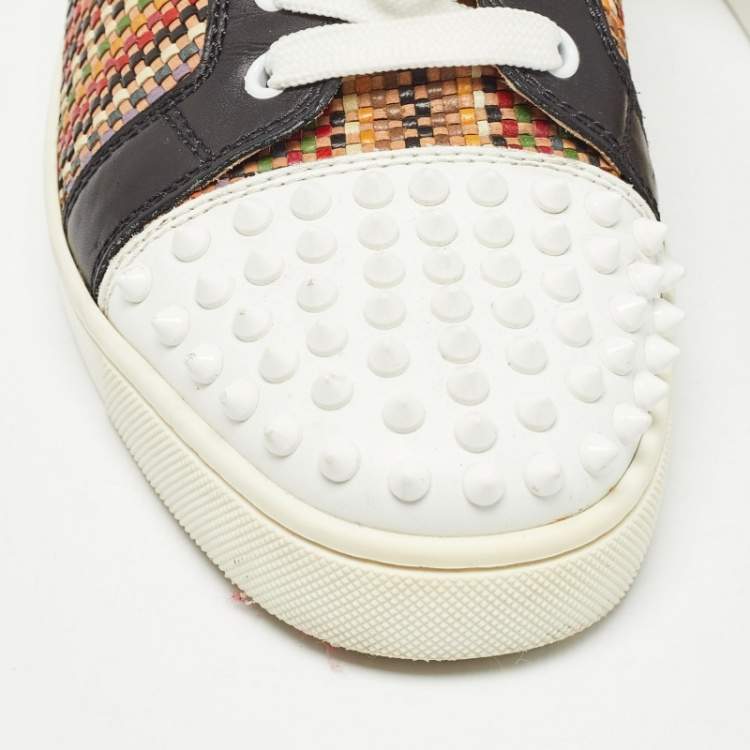 Pre Owned Christian Louboutin Multicolor Leather Louis Junior Spikes Orlato Sneakers Size 42