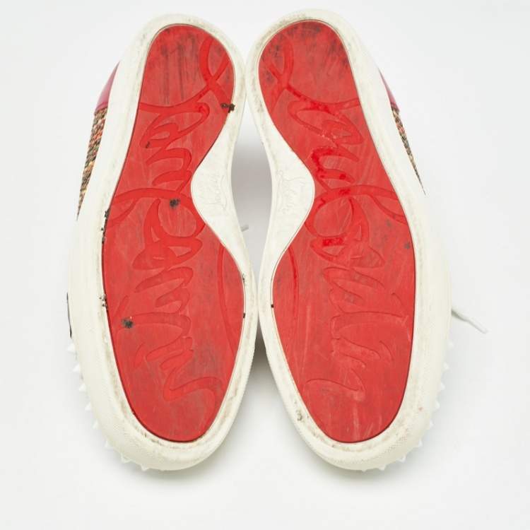 Pre Owned Christian Louboutin Multicolor Leather Louis Junior Spikes Orlato Sneakers Size 42
