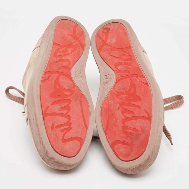 Pre Owned Christian Louboutin Beige Suede Rantulow  Low Top Sneakers Size 43.5