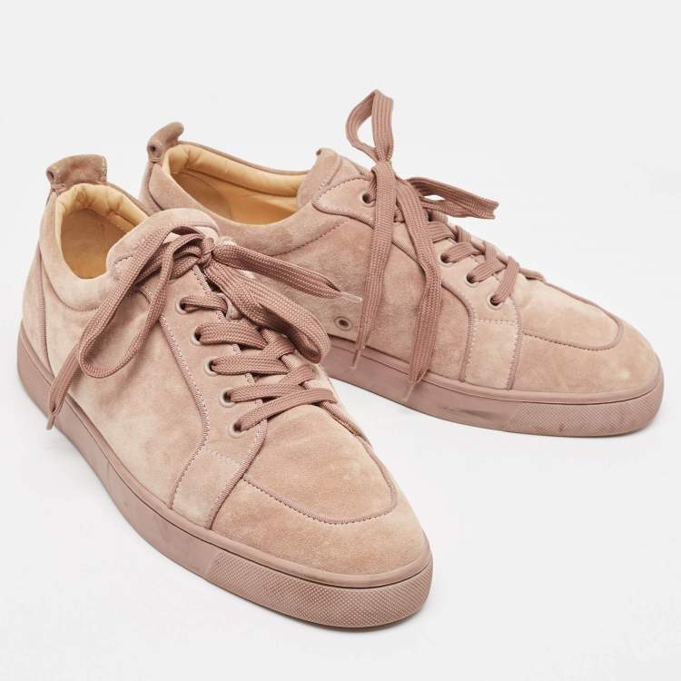 Pre Owned Christian Louboutin Beige Suede Rantulow  Low Top Sneakers Size 43.5