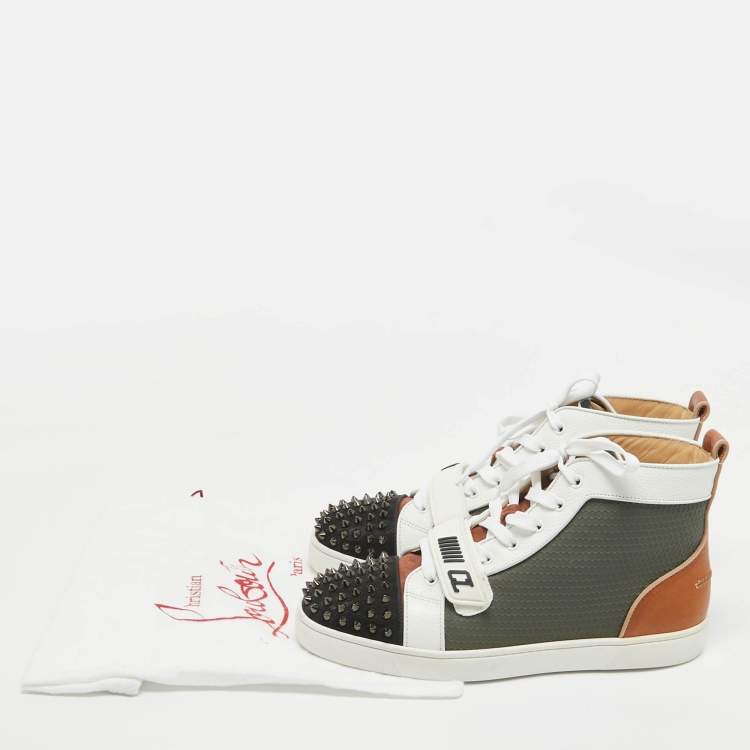 Pre Owned Christian Louboutin Multicolor Leather Lou Spike High Top Sneakers Size 42