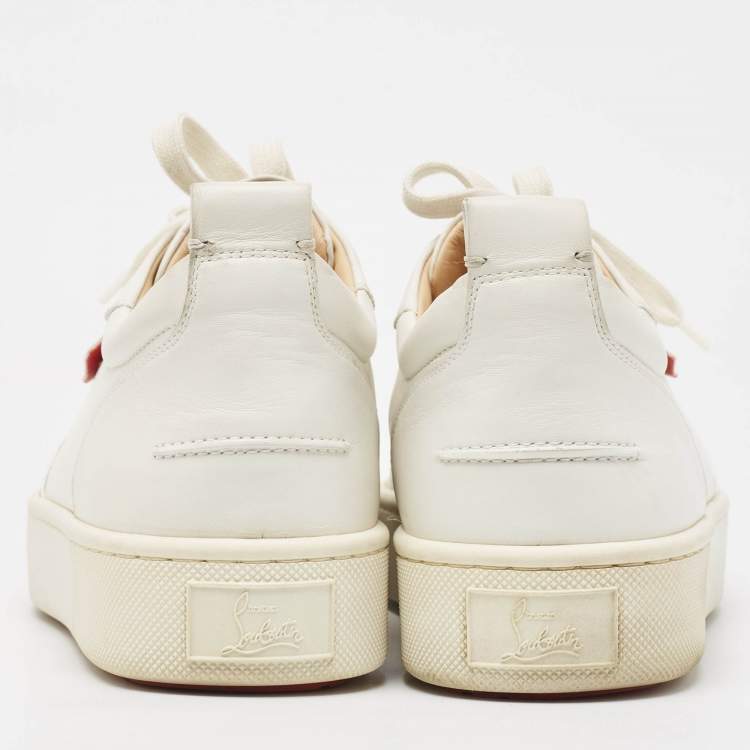 Pre Owned Christian Louboutin White Leather Studded Accents Sneakers Size 43.5