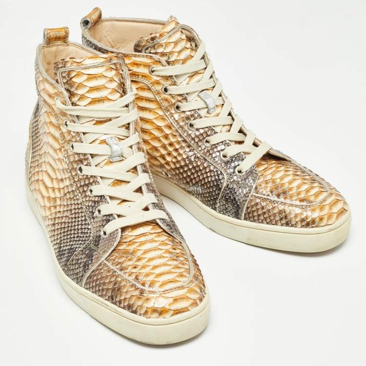 مملوكة مسبقًا Christian Louboutin Metallic Python Rantus Orlato Sneakers Size 42.5