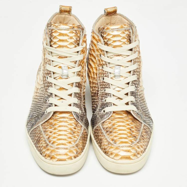 مملوكة مسبقًا Christian Louboutin Metallic Python Rantus Orlato Sneakers Size 42.5