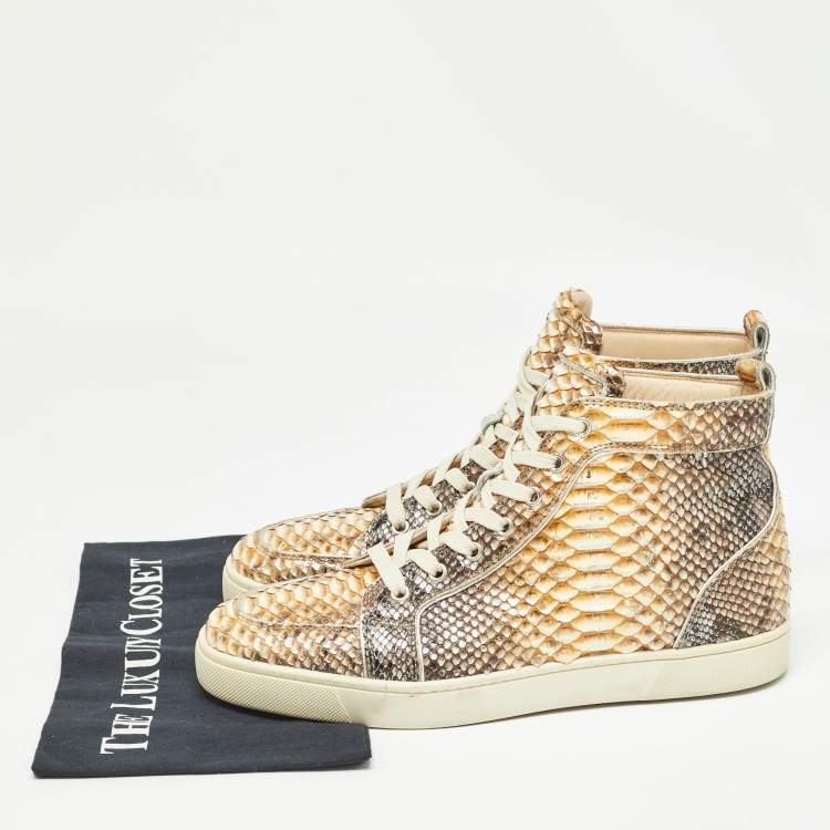 مملوكة مسبقًا Christian Louboutin Metallic Python Rantus Orlato Sneakers Size 42.5