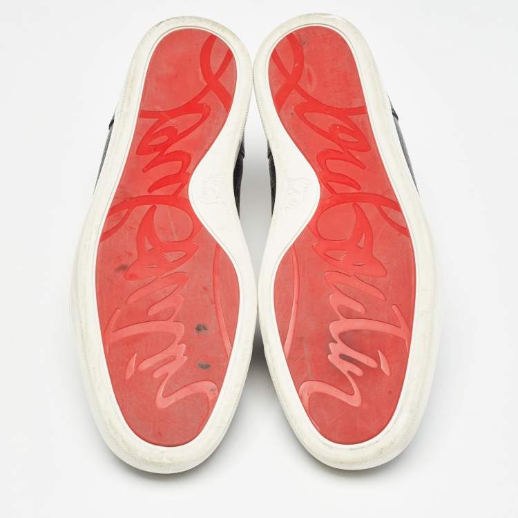 مملوكة مسبقًا Christian Louboutin Black Leather Rantulow Sneakers Size 43