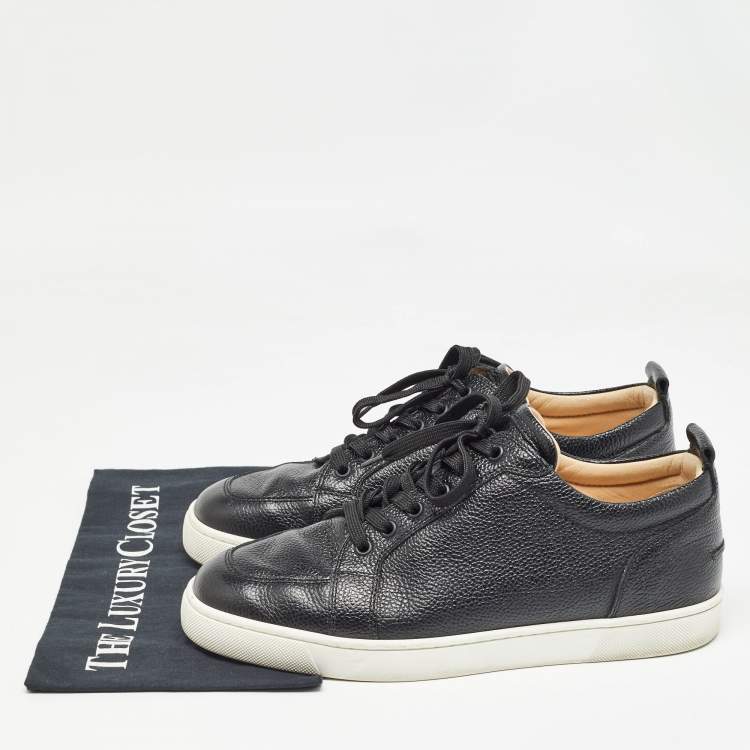 مملوكة مسبقًا Christian Louboutin Black Leather Rantulow Sneakers Size 43