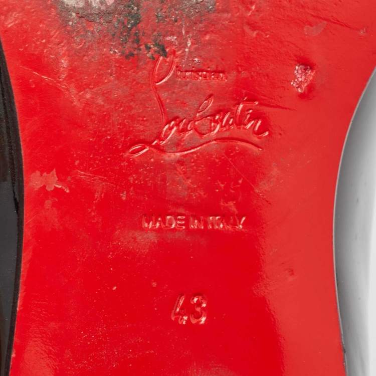 Pre Owned Christian Louboutin Black Patent Leather Dandelion Smoking Slippers Size 43