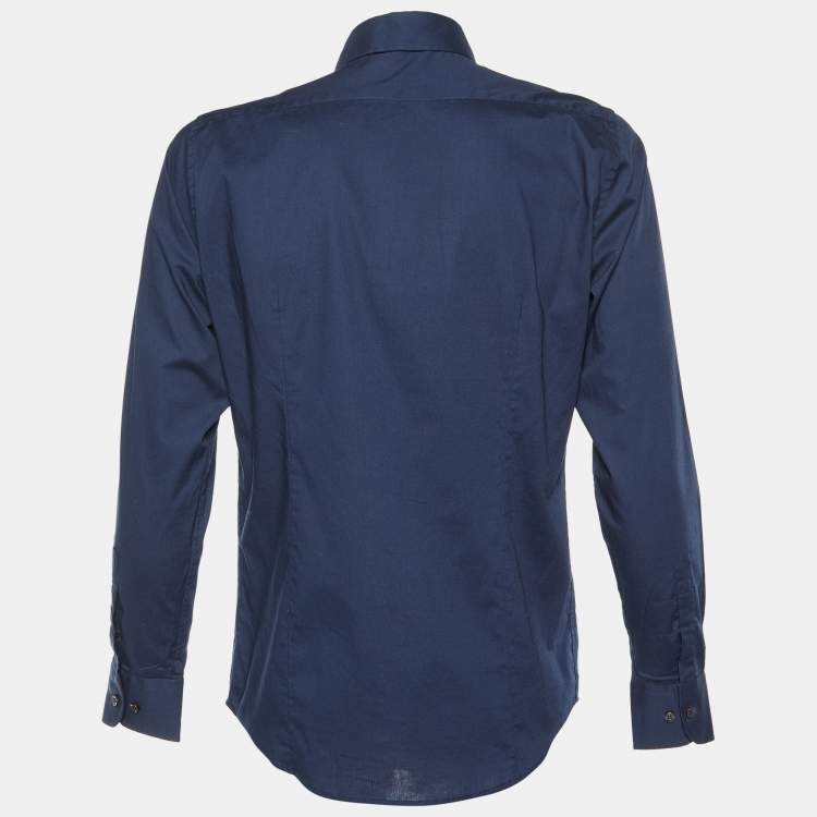 Pre Owned Class by Roberto Cavalli Navy Blue Buttoned Up Shirt M