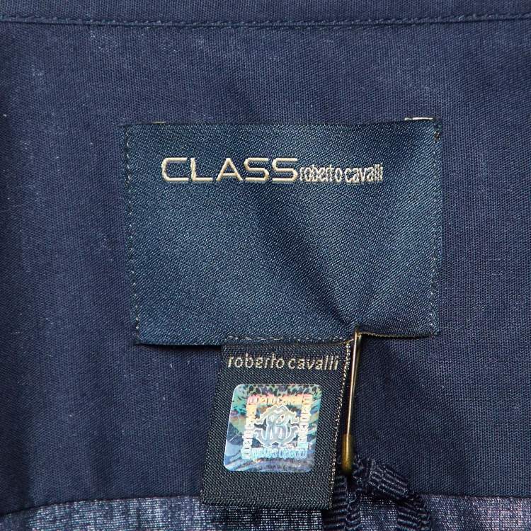 Pre Owned Class by Roberto Cavalli Navy Blue Buttoned Up Shirt M