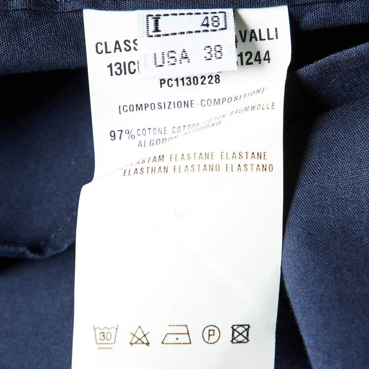 Pre Owned Class by Roberto Cavalli Navy Blue Buttoned Up Shirt M