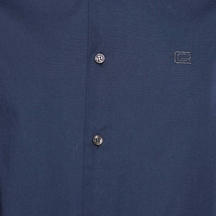 Pre Owned Class by Roberto Cavalli Navy Blue Buttoned Up Shirt M