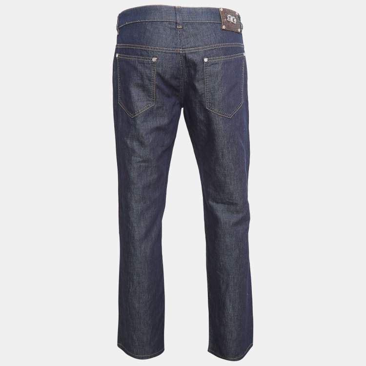 Pre Owned Class by Roberto Cavalli Navy Blue Denim Badge Detail Jeans M Waist 35"