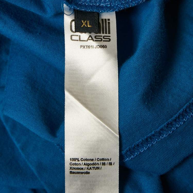 Pre Owned Class by Roberto Cavalli Blue Lion Print Jersey T-Shirt XL