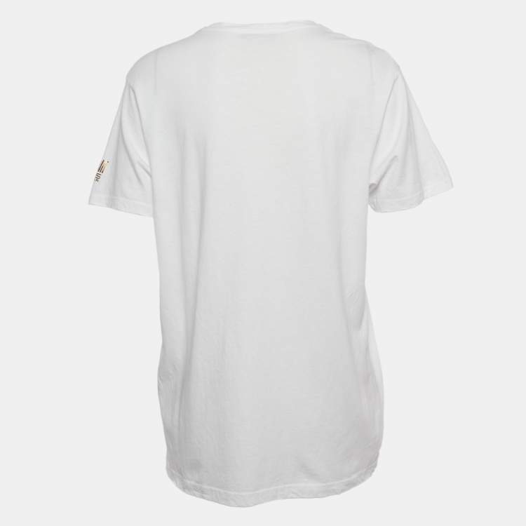 Pre Owned Class by Roberto Cavalli White/Gold Cotton Crew Neck T-Shirt L