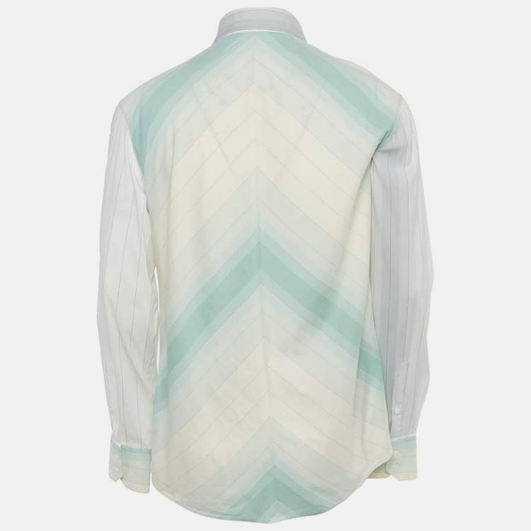 Pre Owned Class by Roberto Cavalli White Stripe Cotton Embroidery Detail Button Front Shirt XXL