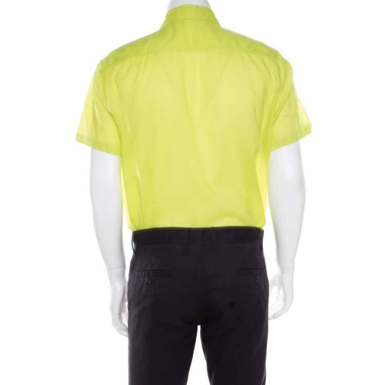 Pre Owned Class by Roberto Cavalli Neon Green Cotton Button Front Shirt XXL