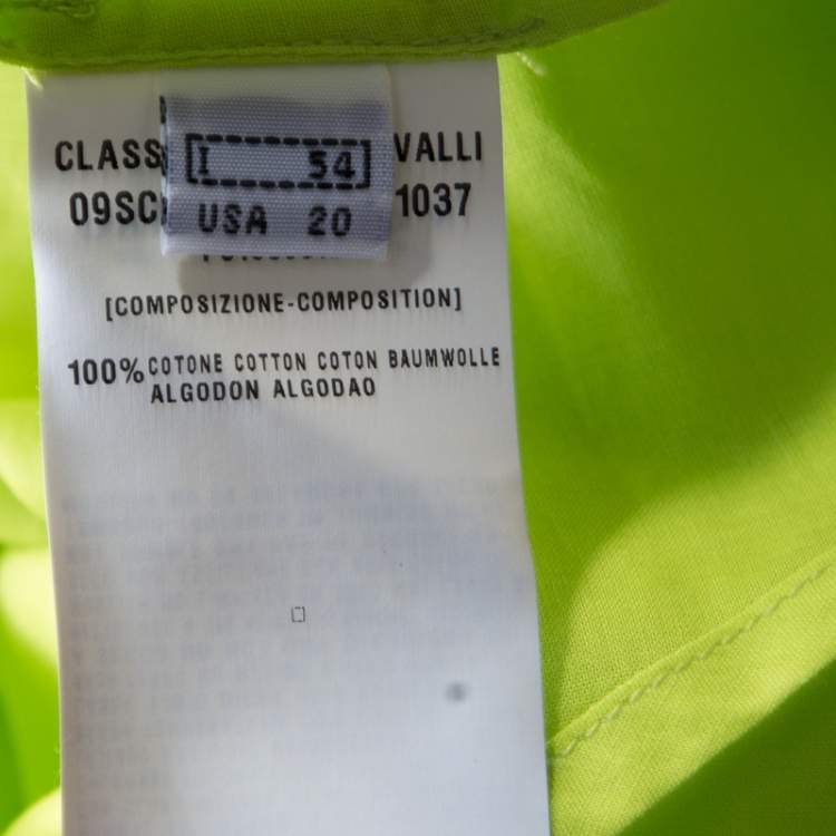 Pre Owned Class by Roberto Cavalli Neon Green Cotton Button Front Shirt XXL
