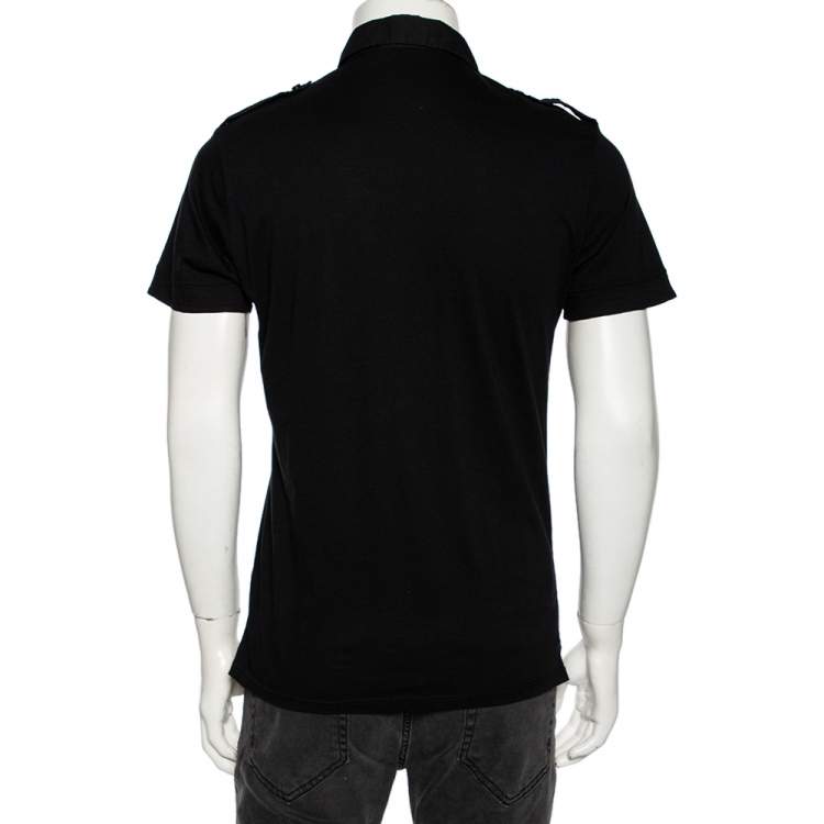 Pre Owned Class by Roberto Cavalli Black Cotton Safari Pocket Polo T Shirt M