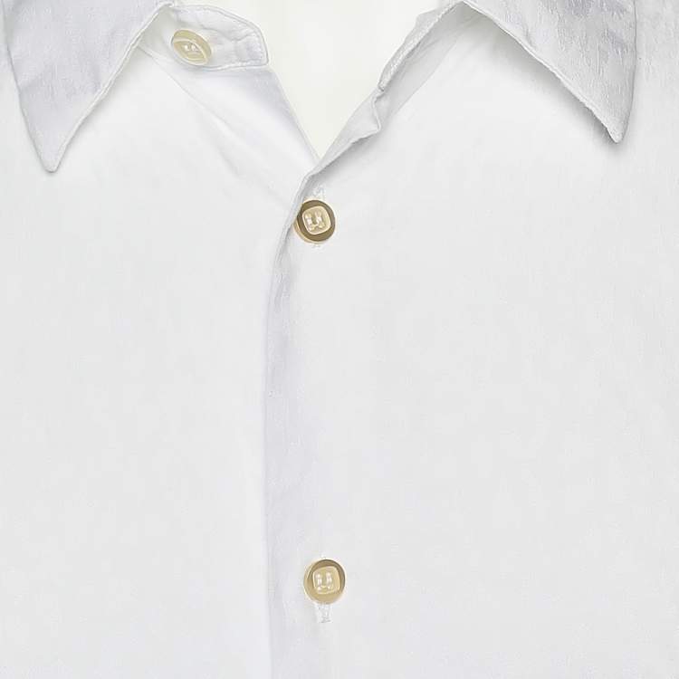Pre Owned Class by Roberto Cavalli White Cotton Jacquard Button Front Shirt 3XL