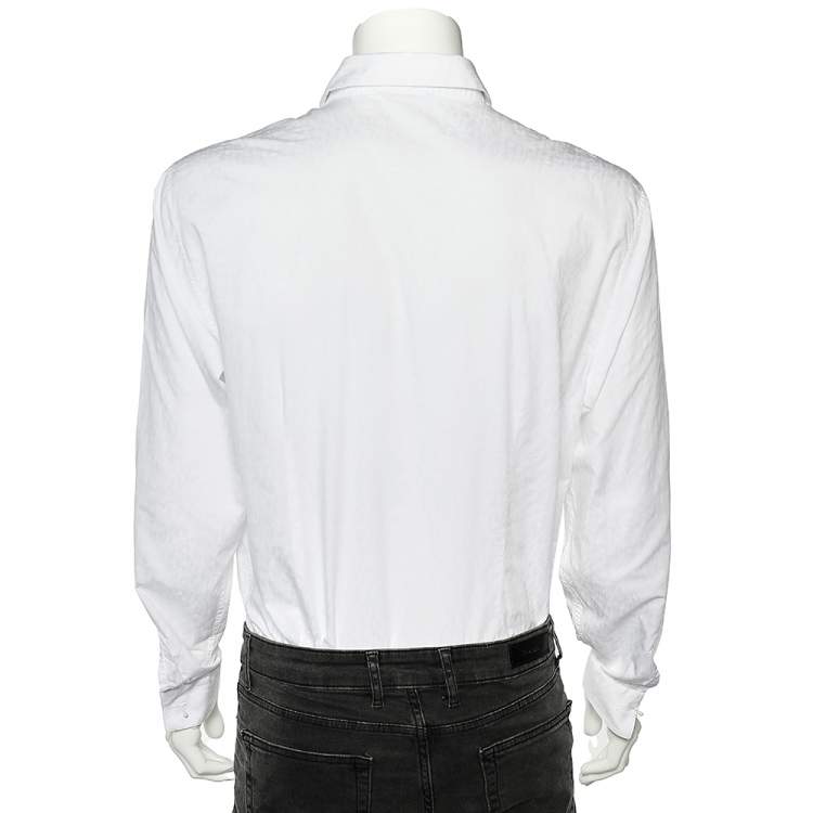 Pre Owned Class by Roberto Cavalli White Cotton Jacquard Button Front Shirt 3XL