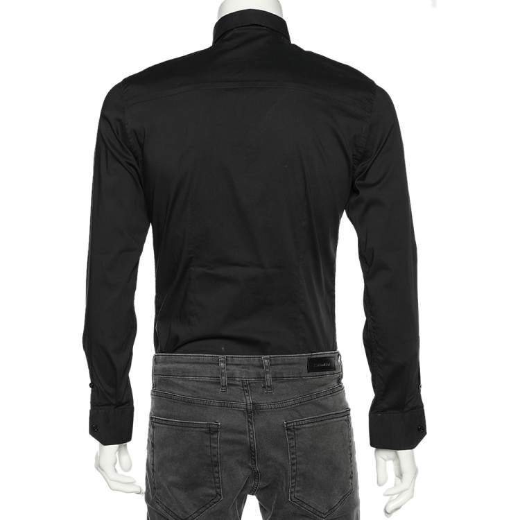 Pre Owned Class by Roberto Cavalli Black Cotton Blend Button Front Shirt M