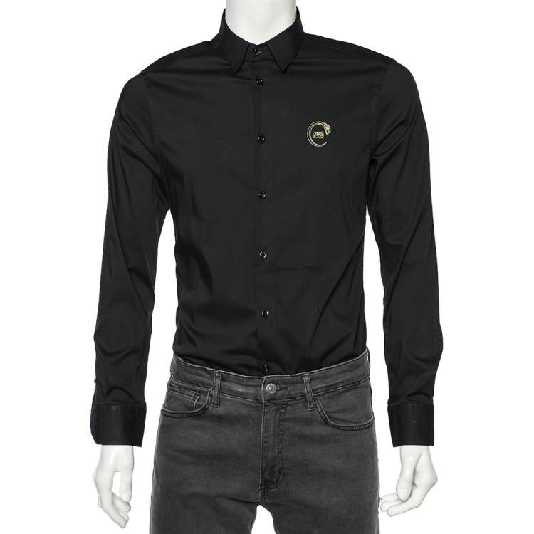 Pre Owned Class by Roberto Cavalli Black Cotton Blend Button Front Shirt M
