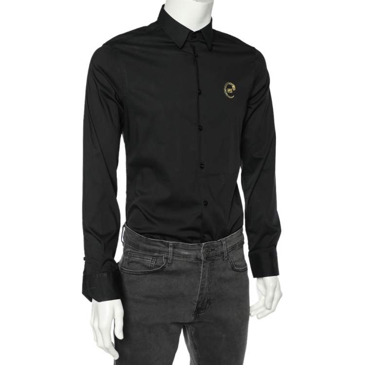 Pre Owned Class by Roberto Cavalli Black Cotton Blend Button Front Shirt M