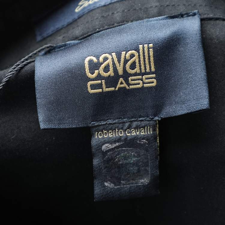 Pre Owned Class by Roberto Cavalli Black Cotton Blend Button Front Shirt M