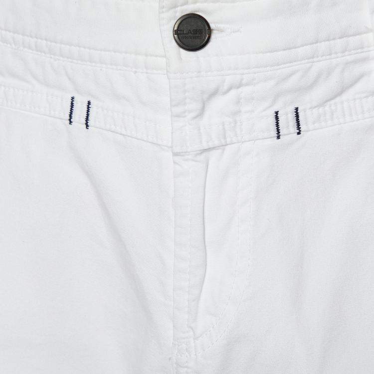 Pre Owned Class by Roberto Cavalli White Cotton Straight Leg Trousers L
