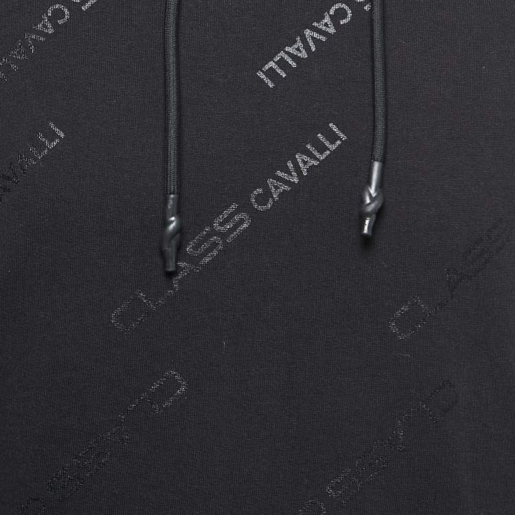 Pre Owned Class by Roberto Cavalli Black Logo Printed Cotton Hoodie S