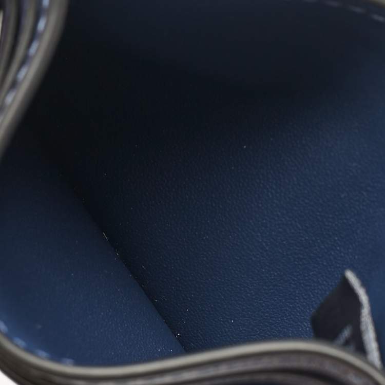 Pre Owned Coach Navy Blue Signature Denim and Leather Card Holder