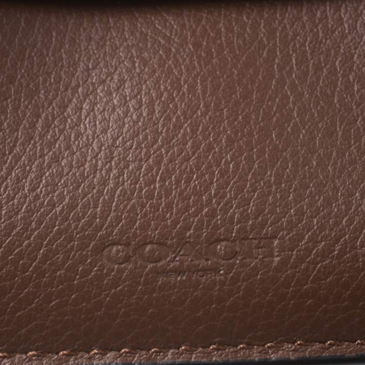 Pre Owned Coach Brown Leather Compact Bifold Wallet